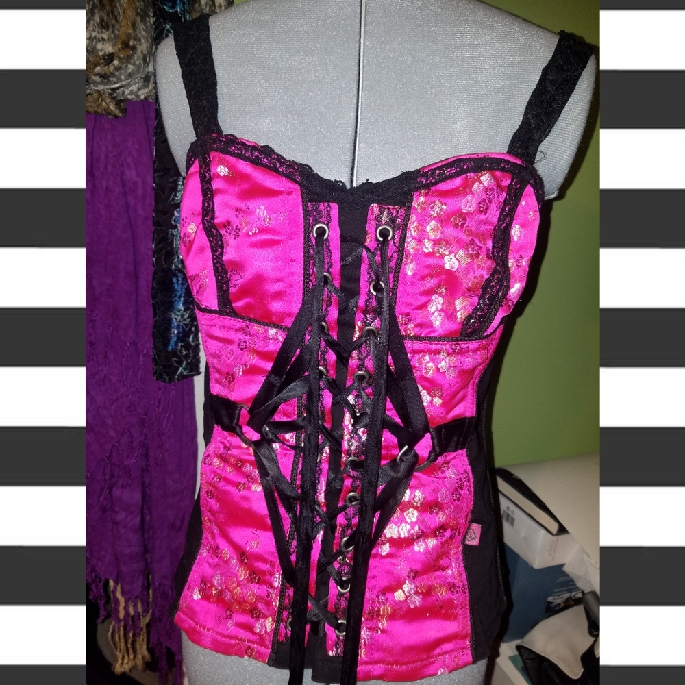 Tripp Oriental Hot Pink Lacey Corset